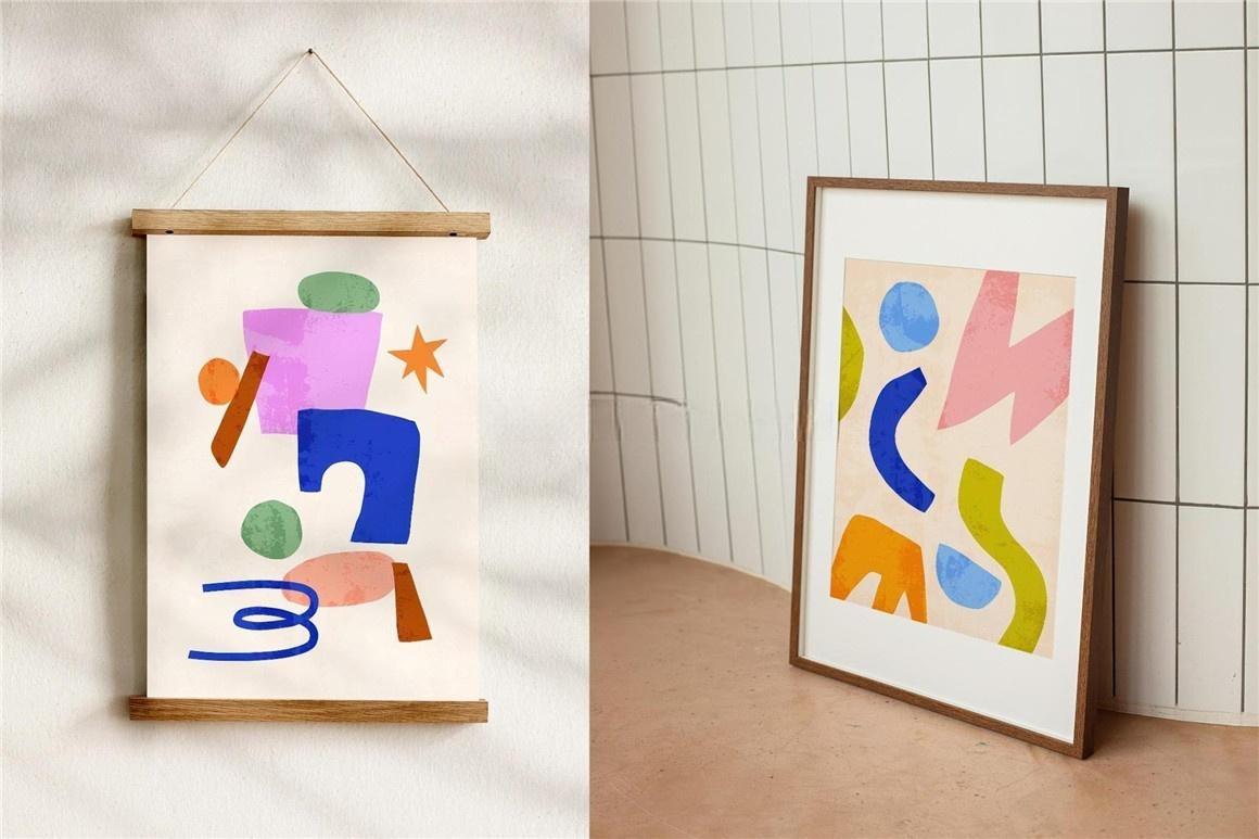 400多个大胆孟菲斯风格剪纸艺术几何抽象艺术矢量图形插图海报挂画设计免扣元素素材 Cutout Prints — Wall Art Collection（12937）