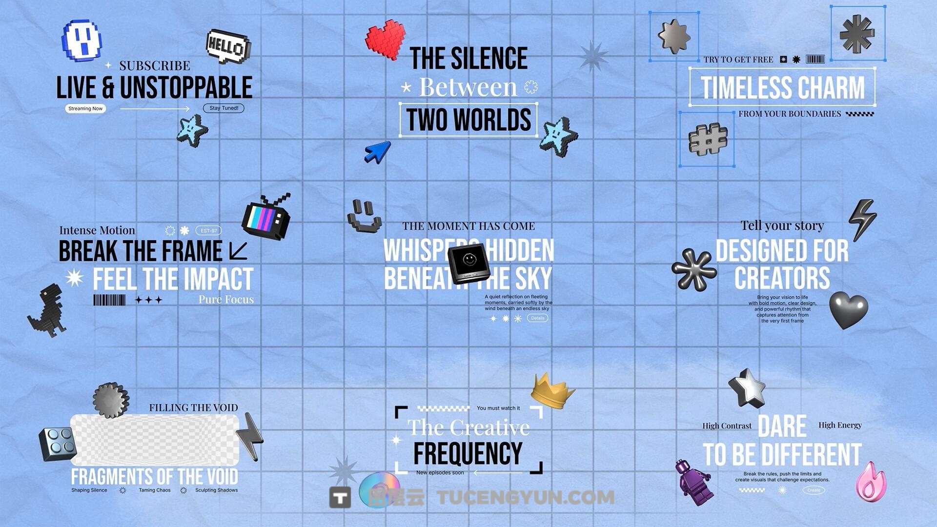 FCPX插件：新潮3D酷玩艺术风格文字标题排版动画（13916）