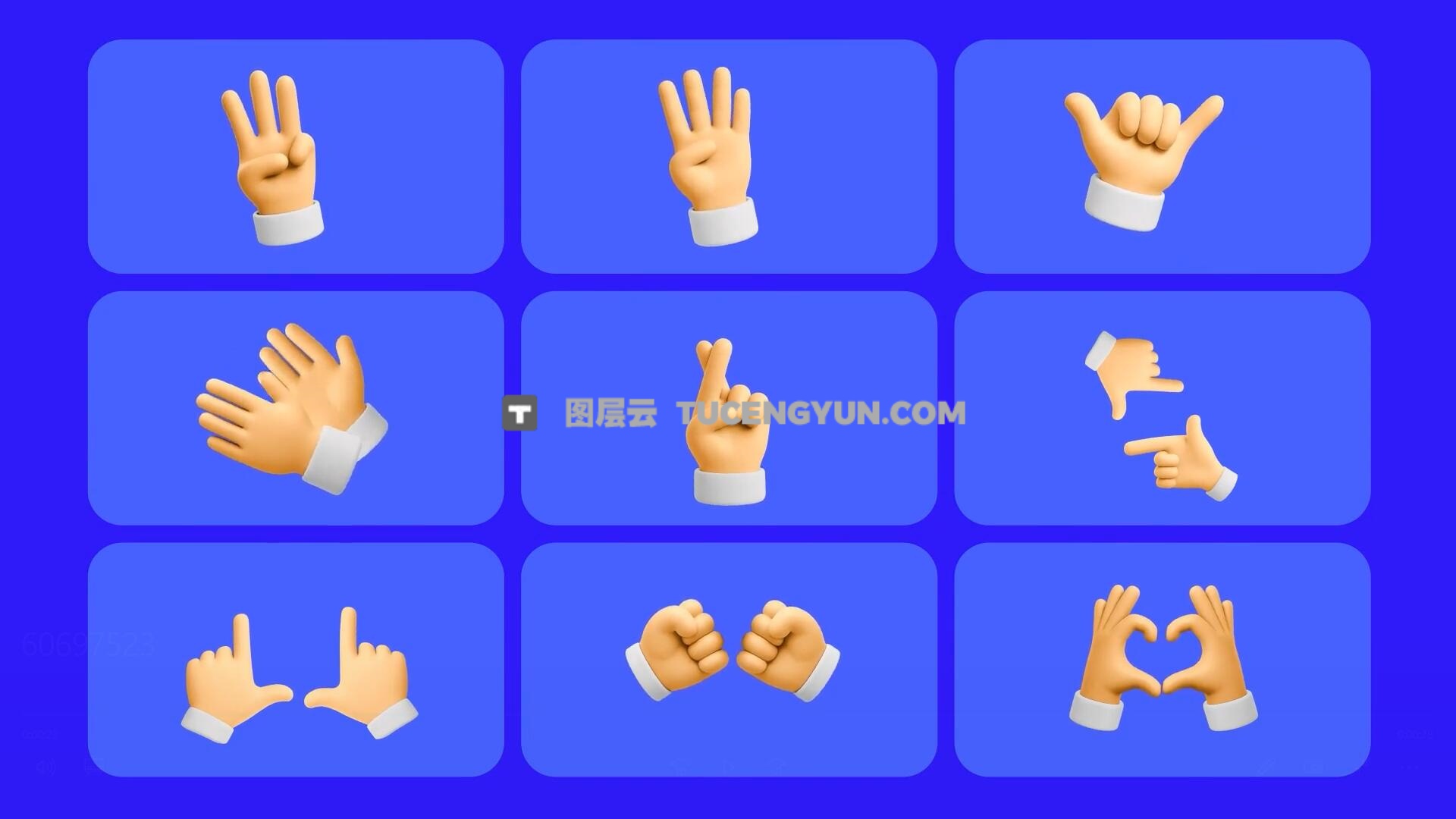 AE模板：趣味卡通3D流行手势语言icon图标动画模板（13930）