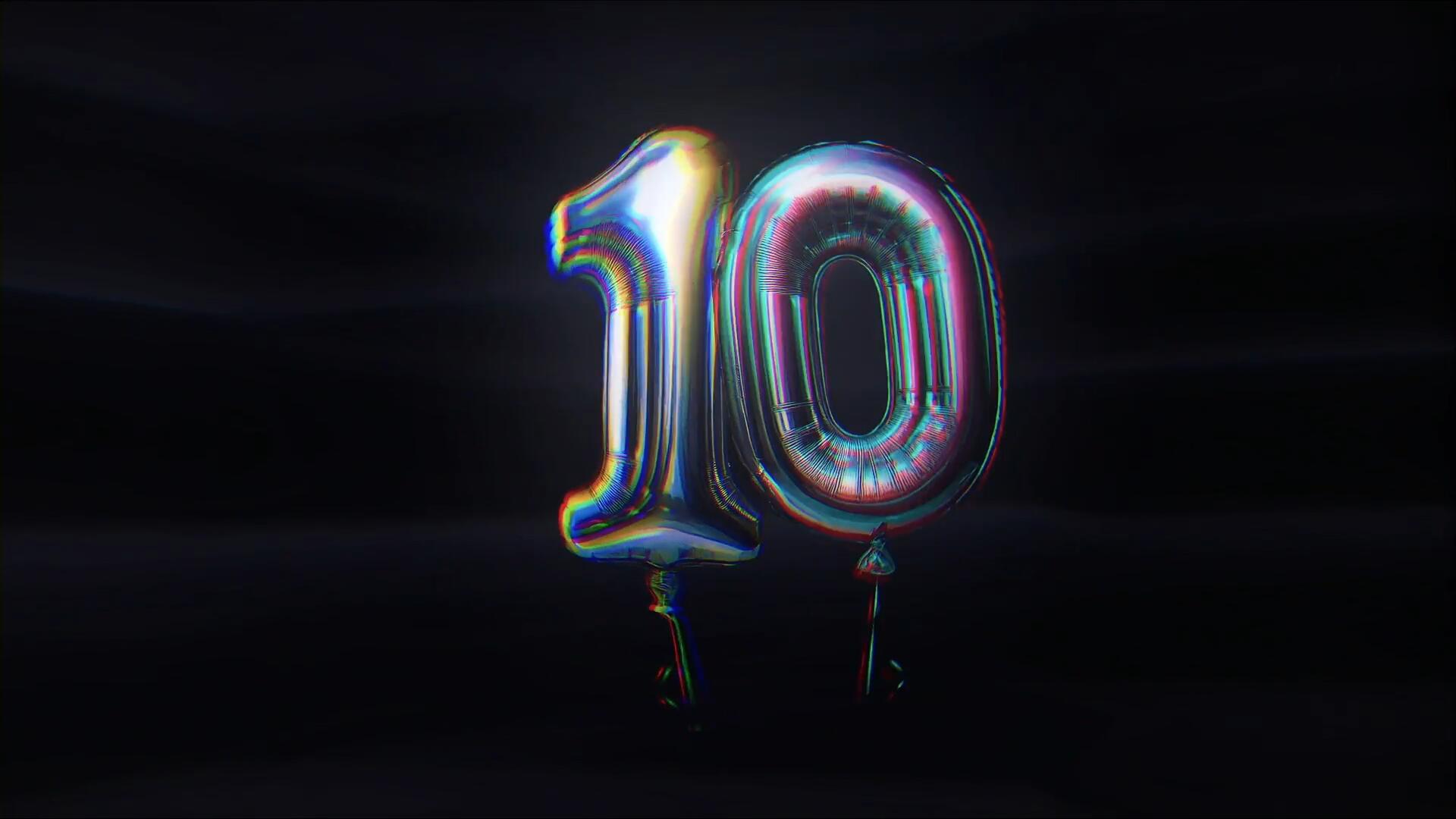 AE/PR/达芬奇模板：全息霓虹色3D气球倒计时、计数动画模板（12988）