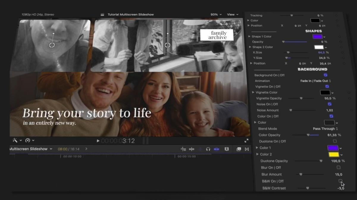 FCPX插件：创意多屏画面网格组合排列分屏包装展示动画效果插件 Multiscreen Slideshow（12979）