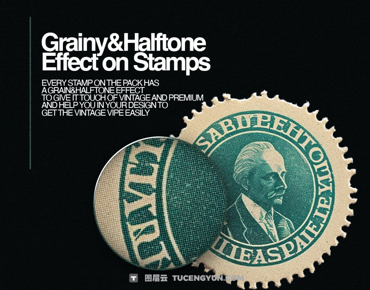 200个复古磨损破旧老化超逼真邮票人物元素插画PNG免扣图片设计元素 Züli – 200 Vintage Stamps PNG Pack（13993）
