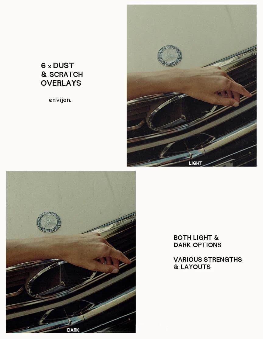 复古35mm胶片色调风格化漏光、划痕、灰尘、颗粒、怀旧照片集LR调色预设 Envijon Nostalgia Photo Collection（13019）