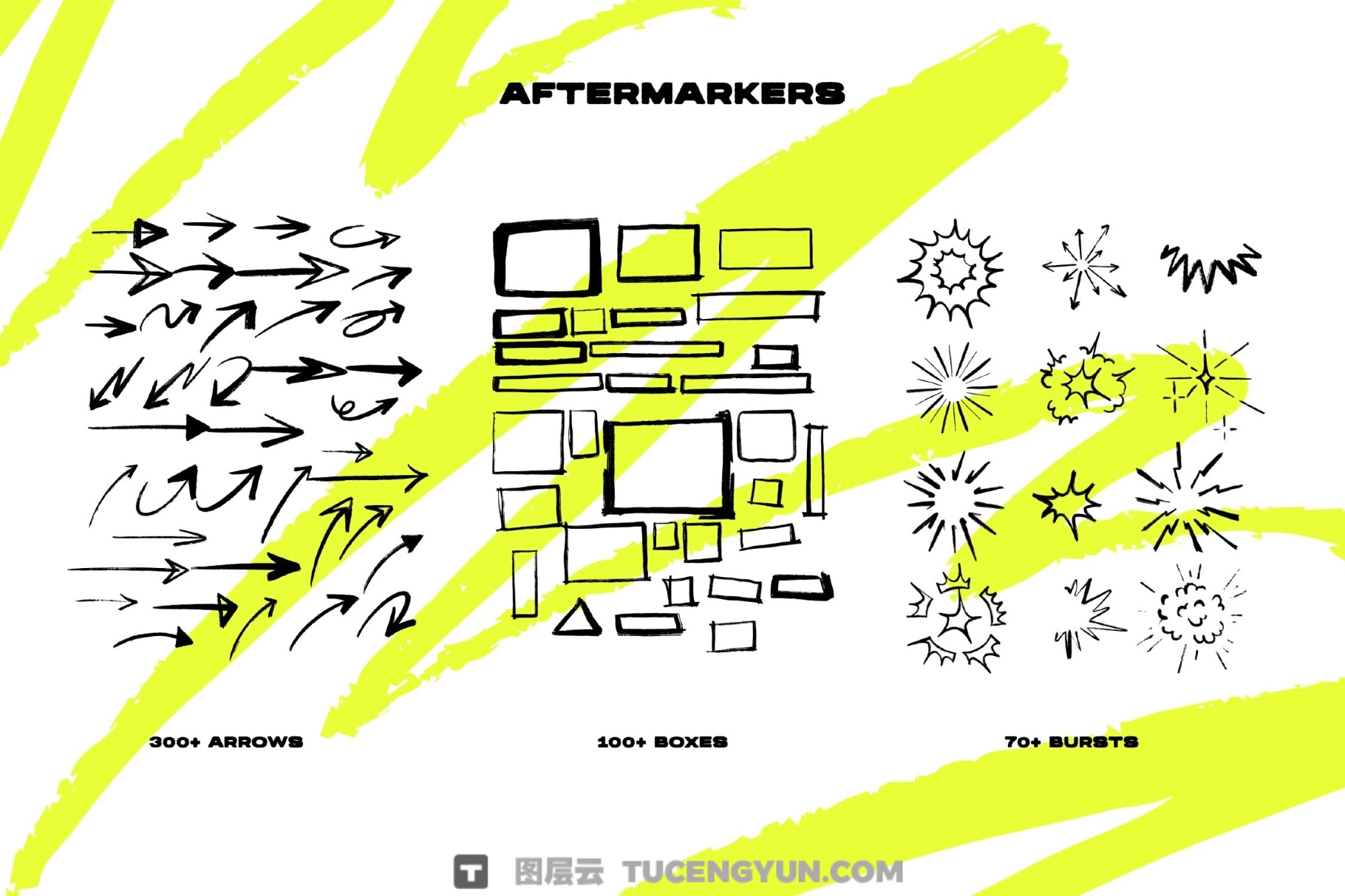 1000个大胆粗糙手绘标记涂鸦爱心箭头圆圈边框插画聊天气泡PNG/SVG设计素材 Markers Collection（14011）