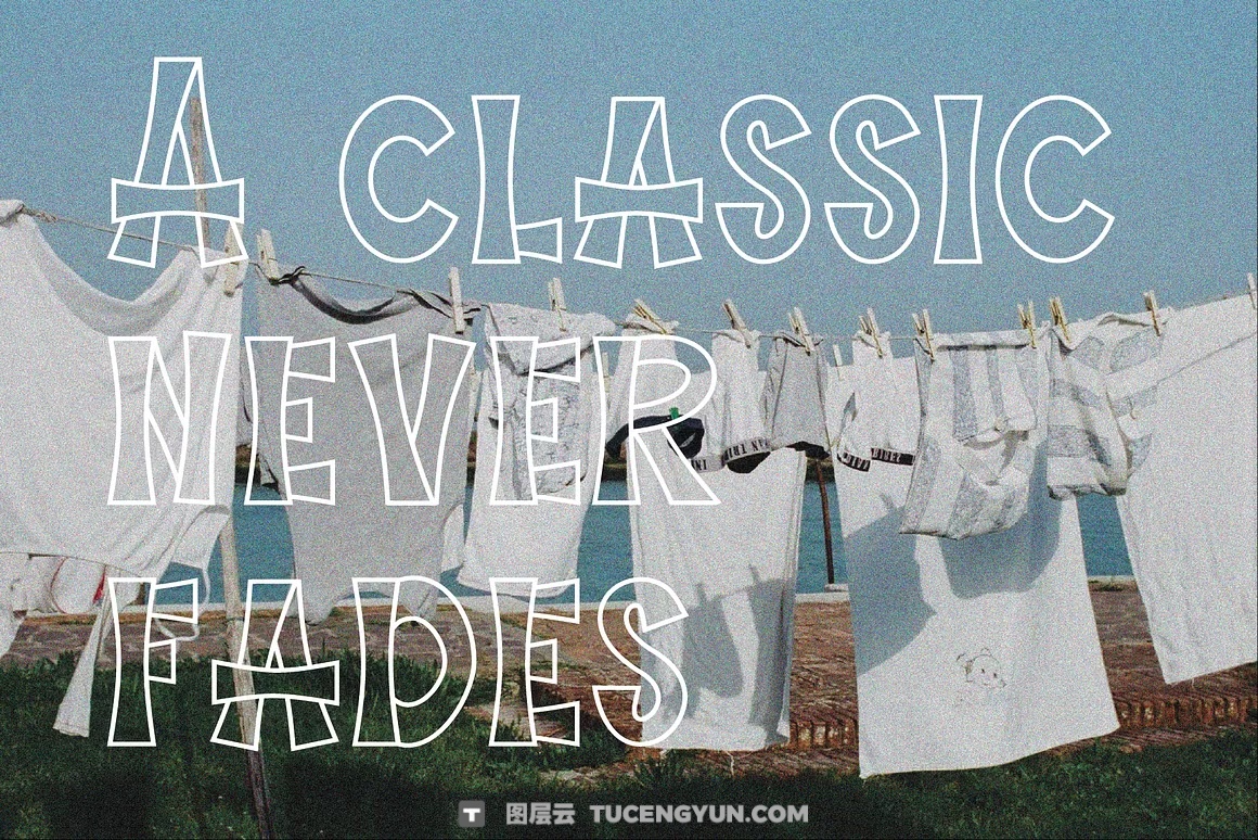 英文字体：慵懒俏皮VLOG旅拍手写风格手绘镂空轮廓涂鸦广告短片海报封面字体 Veltiray – Outline Font（13937）