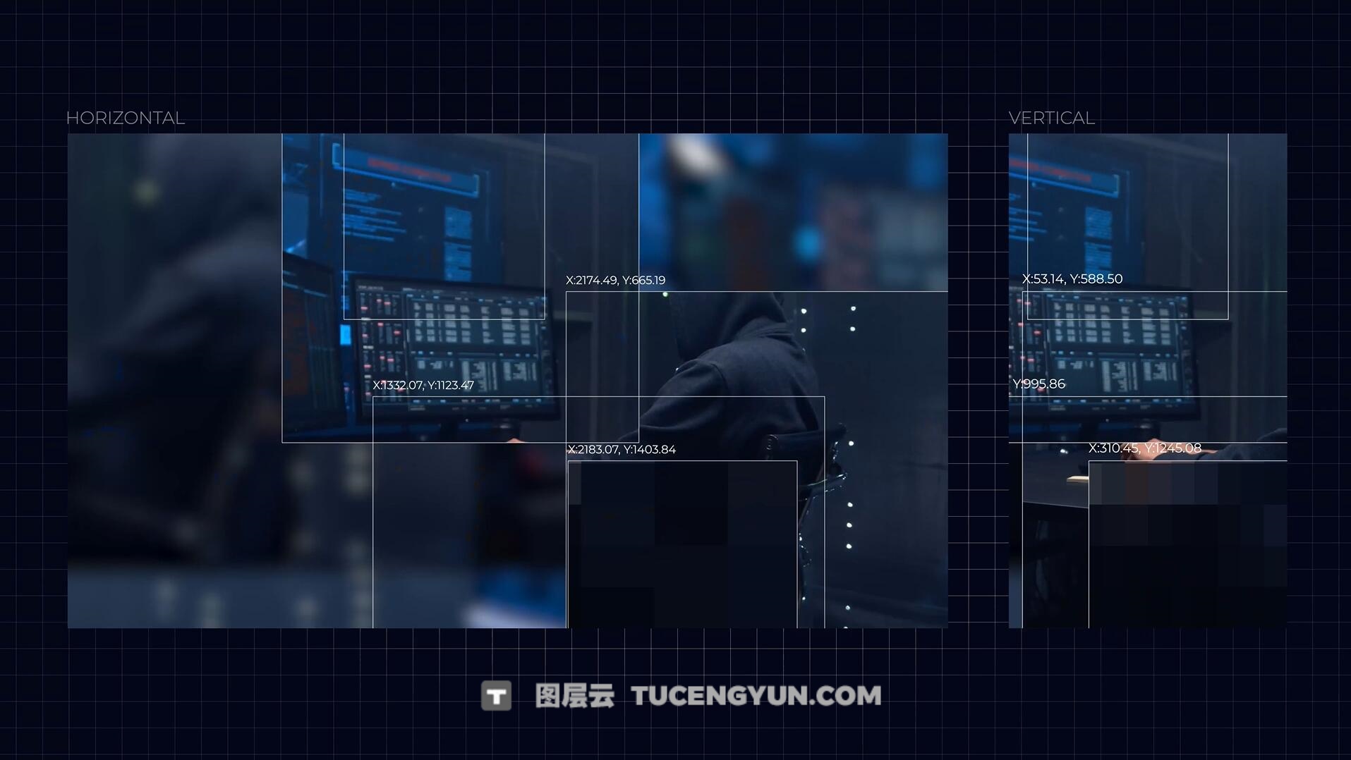 达芬奇模板：未来主义监控画面伪数据扫描无缝转场过渡（13943）