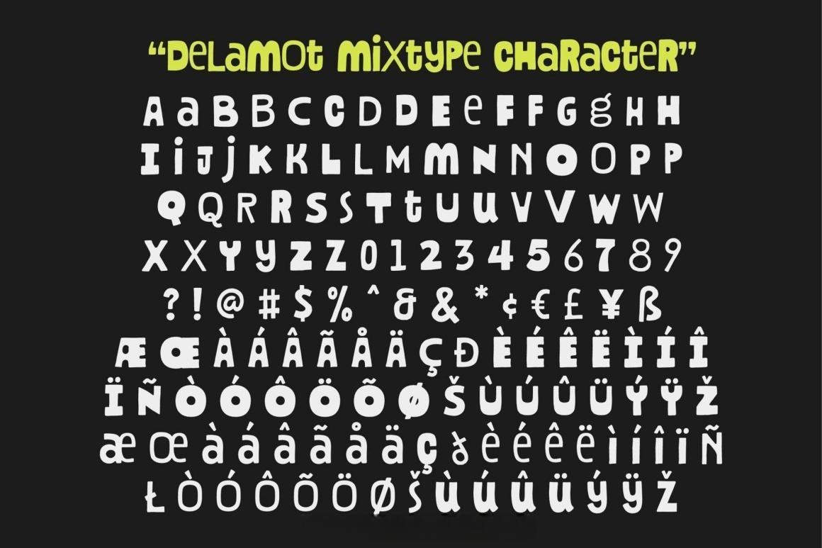 英文字体：复古趣味粗糙不规则实验性logo标题排版无衬线封面海报设计手写字体 Delamot Hand Drawn Mix Typeface（12959）