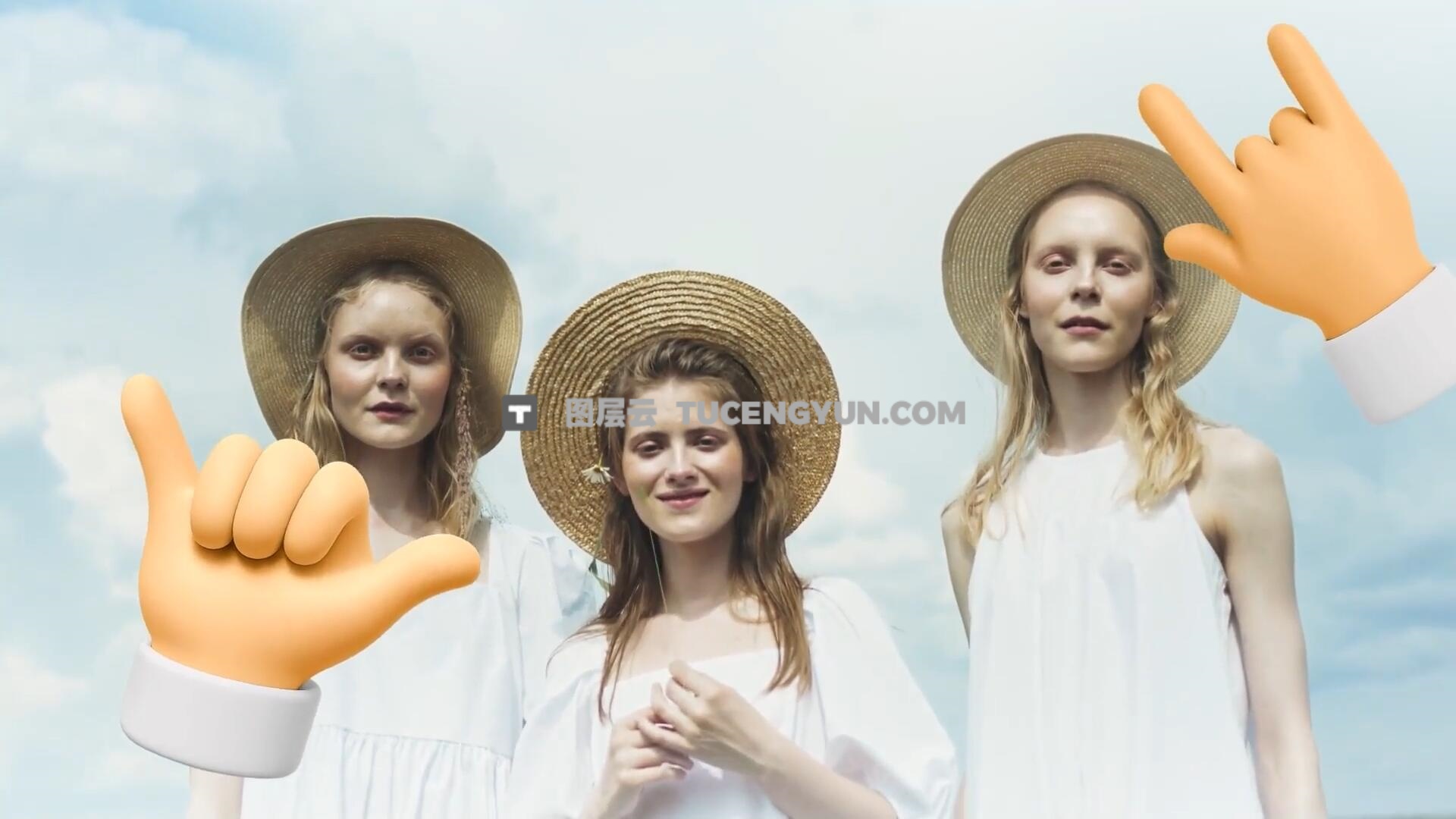 AE模板：趣味卡通3D流行手势语言icon图标动画模板（13930）