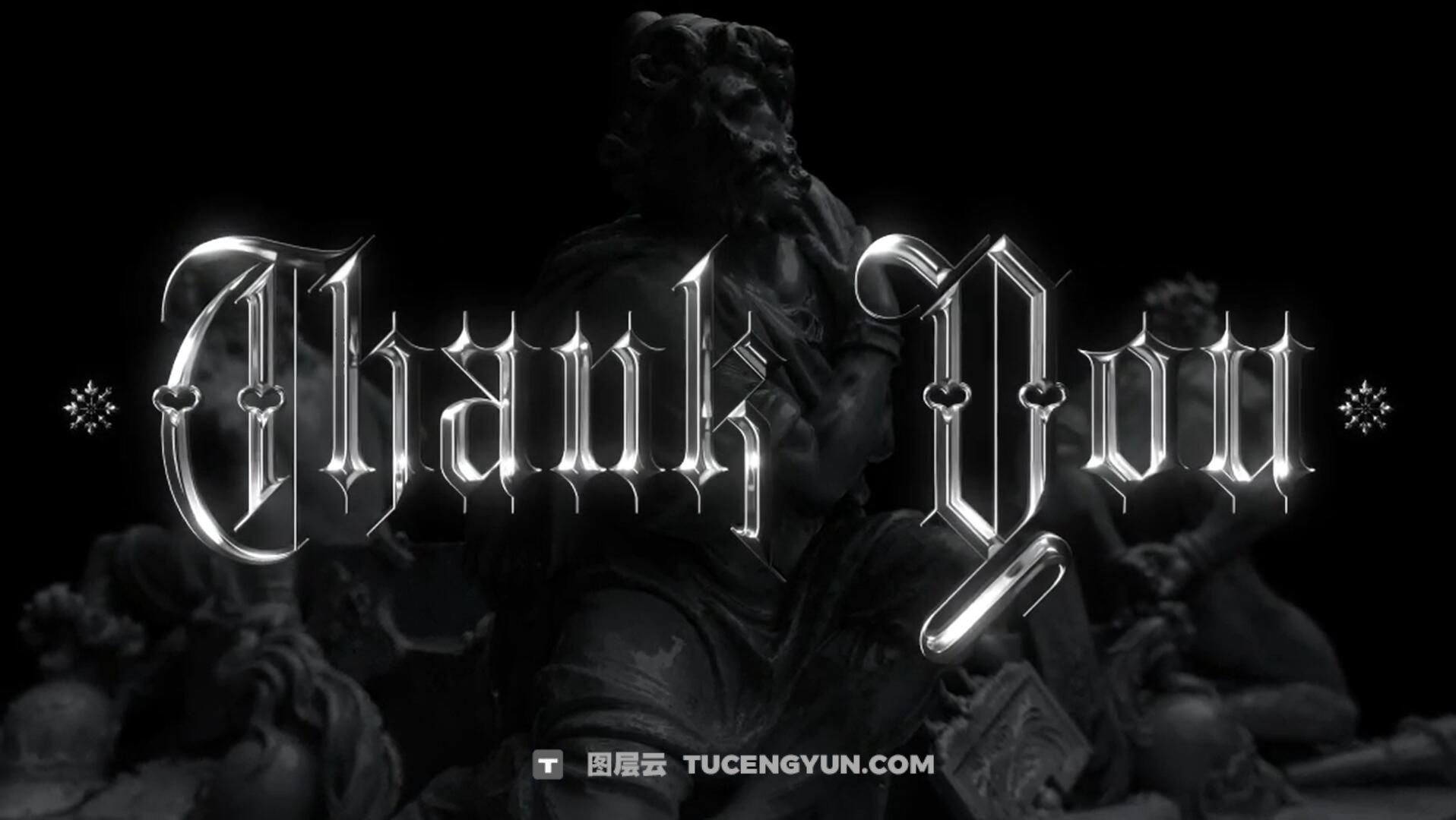 AE模板：暗黑哥特式酸性镀铬金属3D字母数字封面海报设计元素动画（13977）