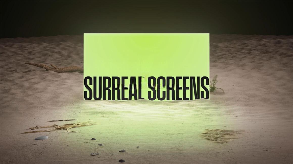 达芬奇模板：超现实主义风格沙漠花丛超大型屏幕短片字幕展示动画（12983）