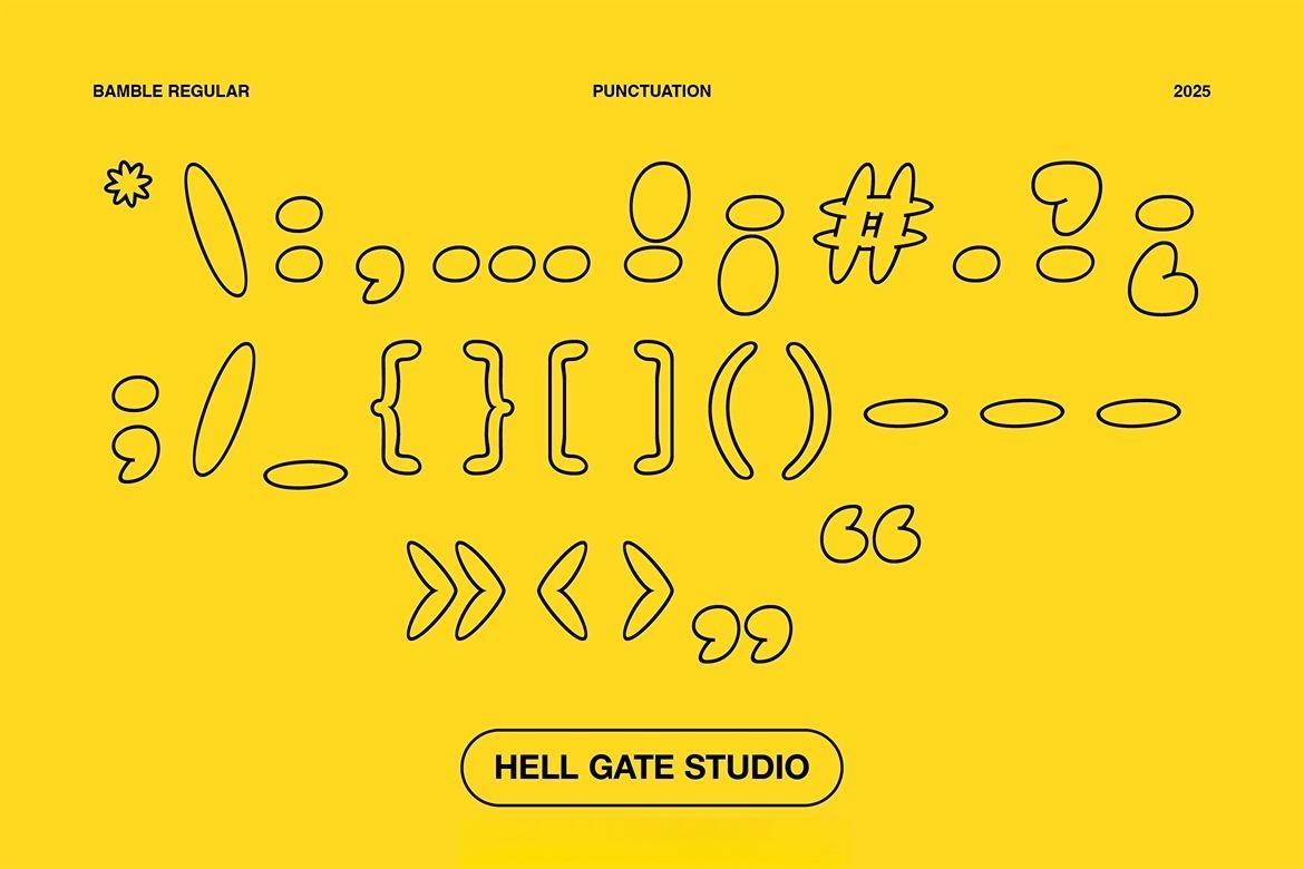 英文字体：复古趣味卡通Y2K风格气泡描边品牌包装封面海报设计字体 Bamble Font（12950）