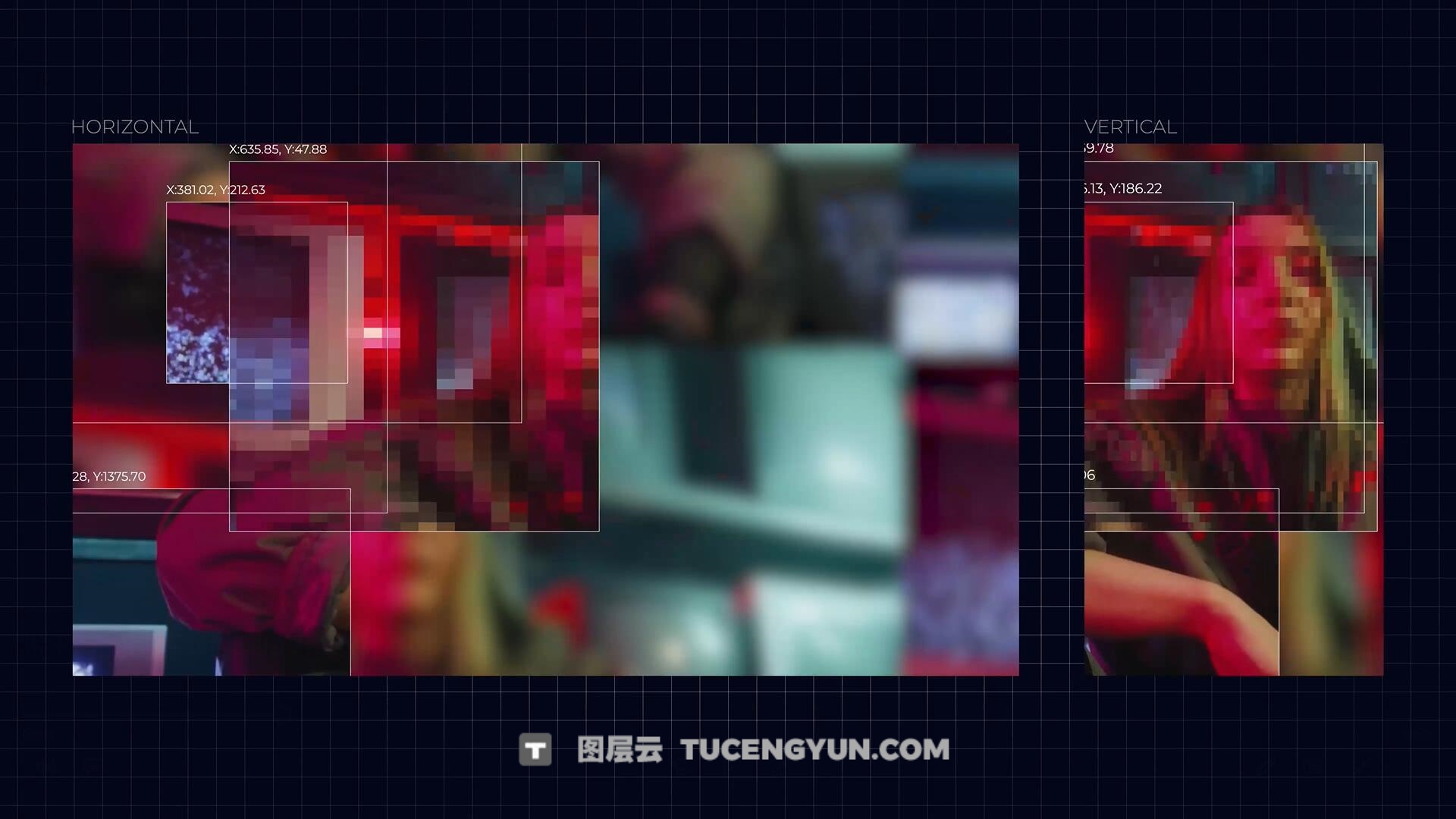 达芬奇模板：未来主义监控画面伪数据扫描无缝转场过渡（13943）