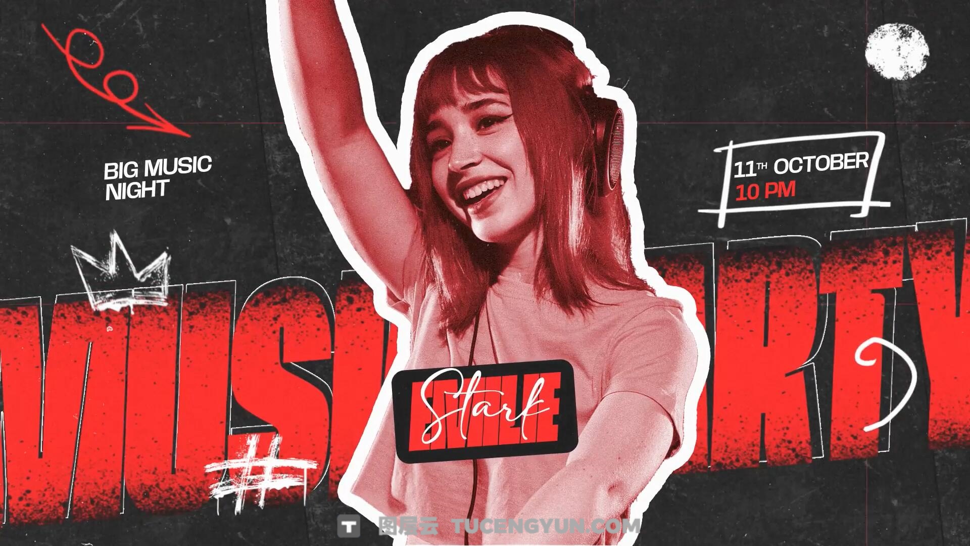 AE模板：潮酷氛围夜店酒吧DJ音乐派对画面冻结帧人物介绍开场片头（13901）