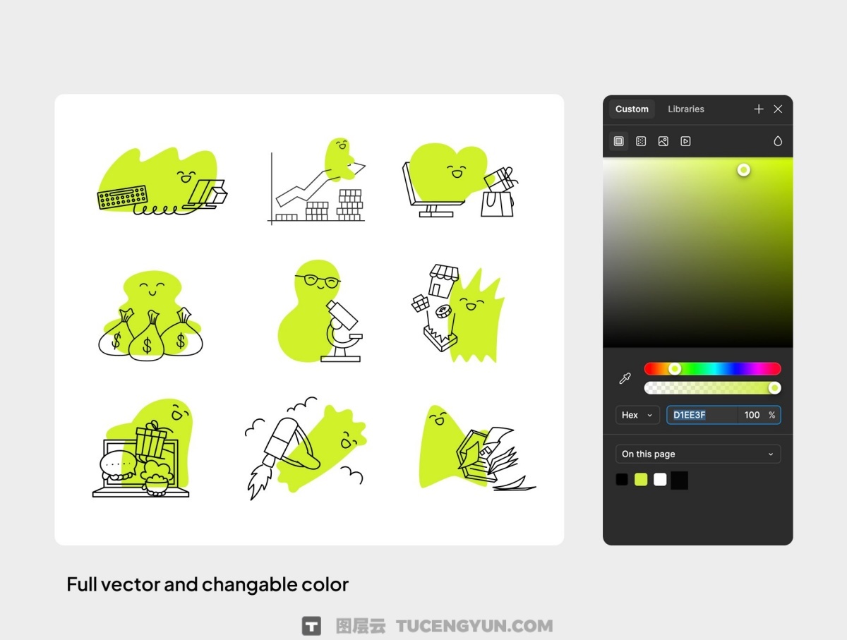 100幅趣味手绘可爱史莱姆角色AI矢量插画插图PNG图片设计套装 Cute Slime Activities Illustrations（13986）