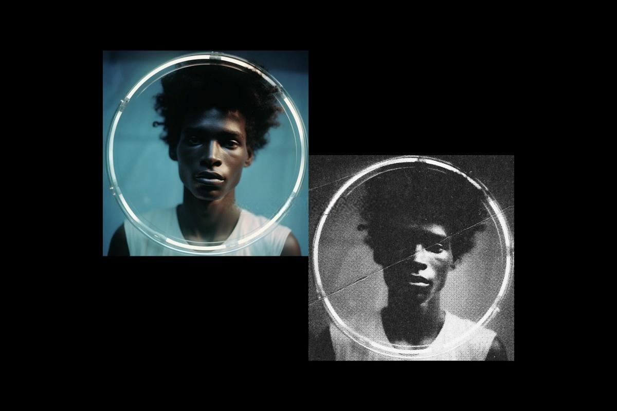 复古前卫半色调重度情绪电影颗粒叠加纹理效果PSD特效模板样机 B&W Printed Halftone Effect（12974）