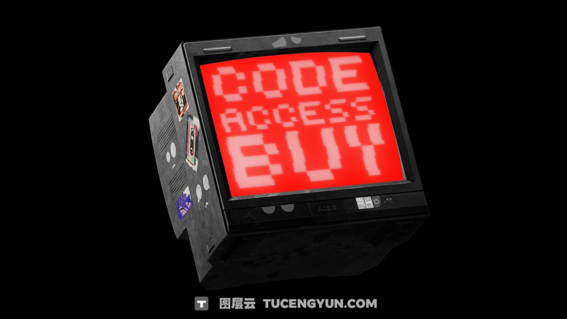 视频素材：赛博朋克风格创意潮流物料剪辑3D元素物品叠加动画（13860）