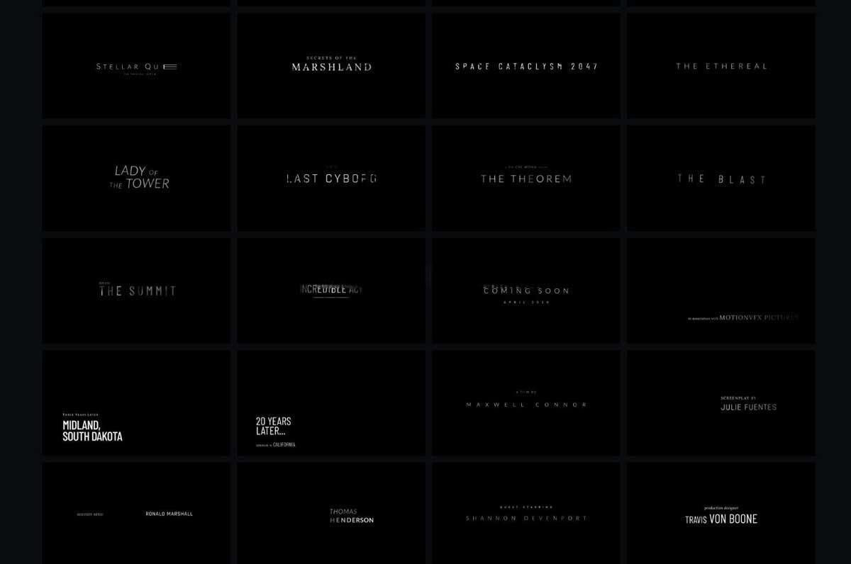 达芬奇预设：50个全新优雅叙事电影美学电影预告片开场结尾文字标题排版动画效果 MotionVFX mTitle Cinematic DVR（12933）