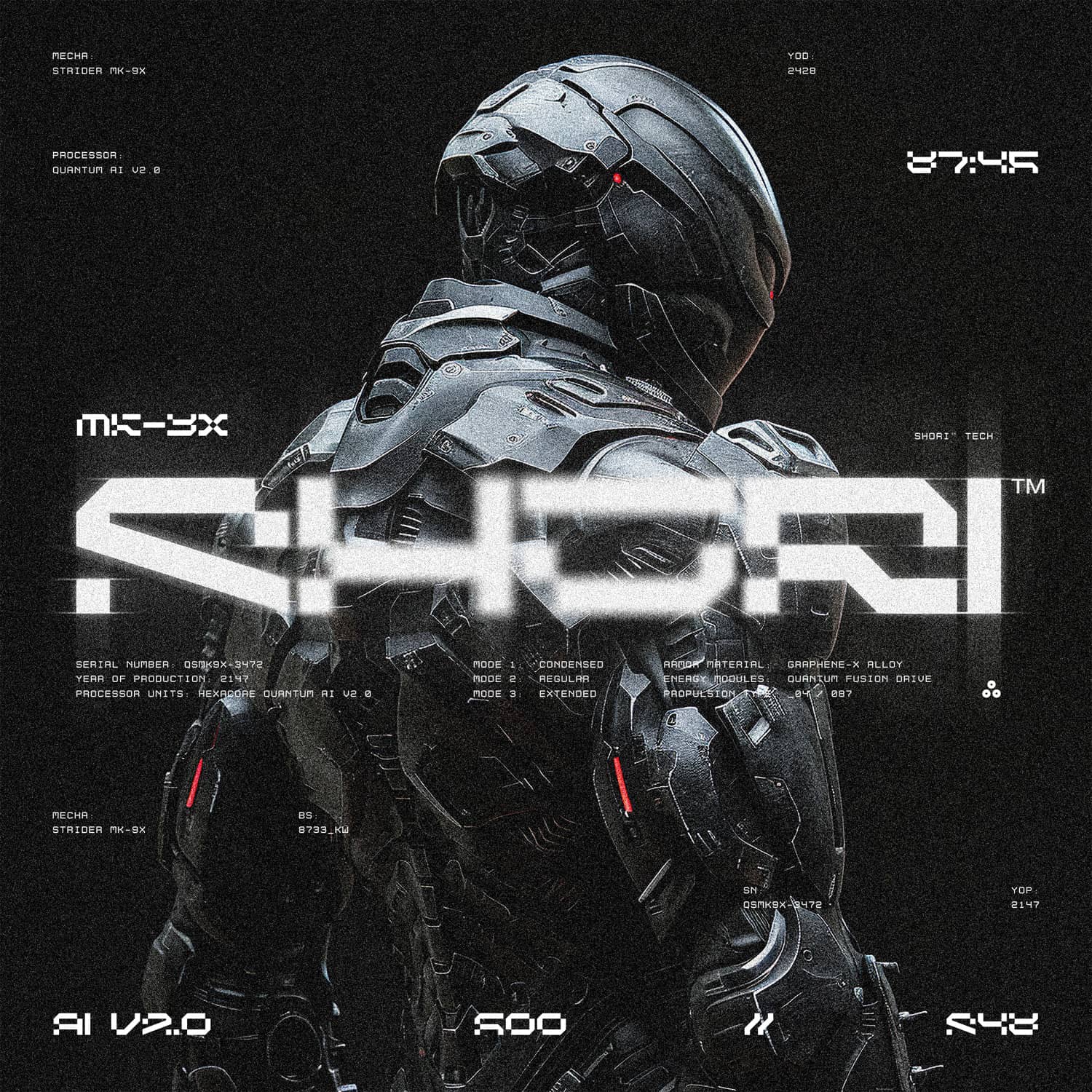 英文字体：赛博朋克未来主义氛围机甲科幻机械形状海报封面设计字体Studio Innate – Shori（13910）