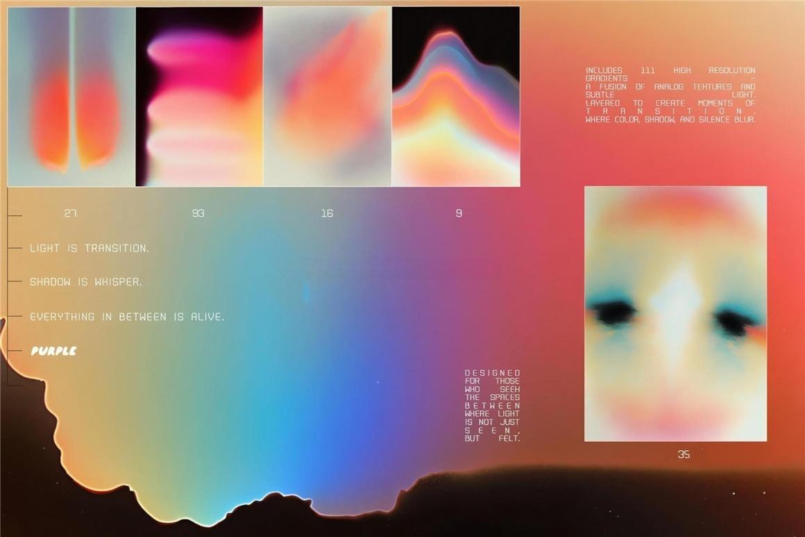 111个梦幻霓虹朦胧美学抽象半透明艺术渐变弥散光流体海报封面作品集JPG背景图片素材 BARDO: 111 gradients（12940）