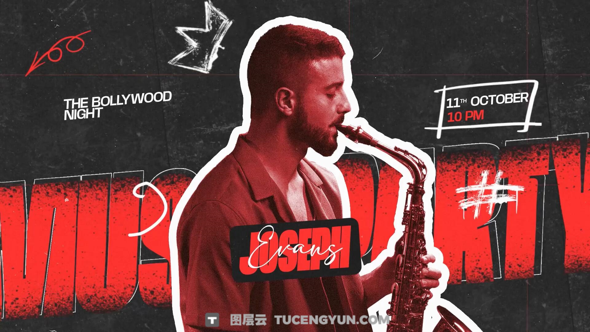 AE模板：潮酷氛围夜店酒吧DJ音乐派对画面冻结帧人物介绍开场片头（13901）