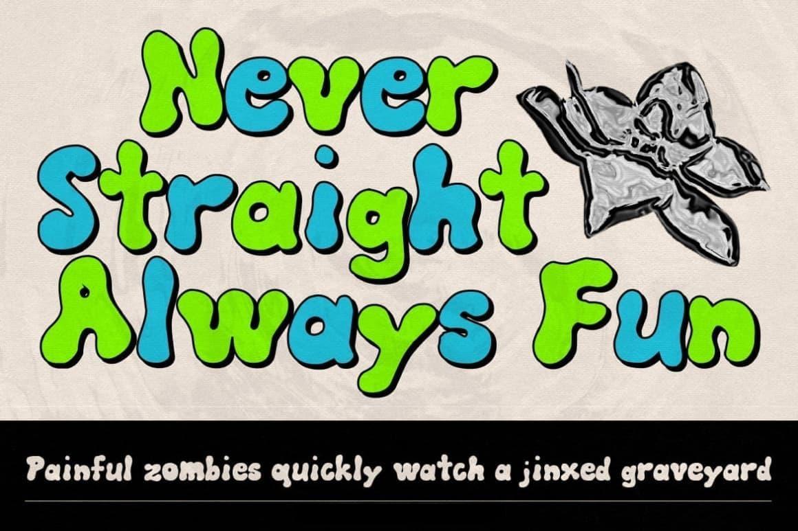 英文字体：复古迷幻Y2K趣味圆润气泡logo徽标标题排版封面海报设计字体 Wobblite（12938）