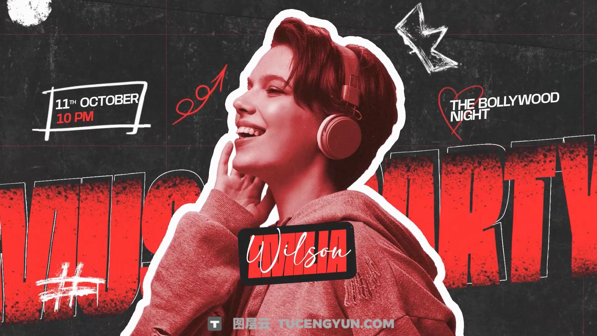 AE模板：潮酷氛围夜店酒吧DJ音乐派对画面冻结帧人物介绍开场片头（13901）