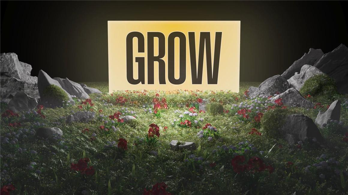 达芬奇模板：超现实主义风格沙漠花丛超大型屏幕短片字幕展示动画（12983）