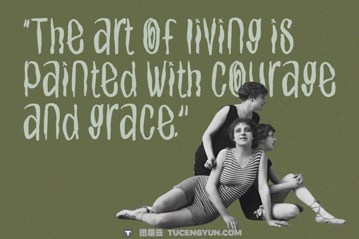 英文字体：复古氛围手绘歪扭传统艺术品牌封面海报设计字体（14005）