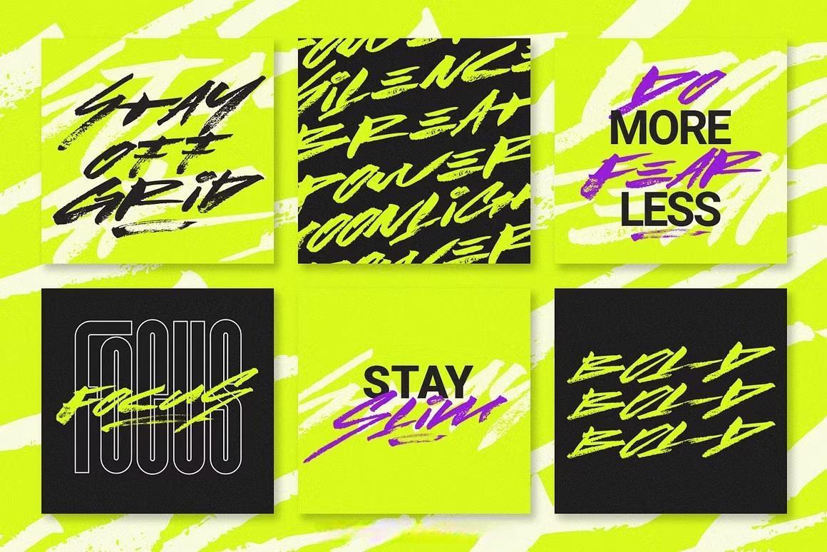 英文字体：全新涂鸦笔触聚丙烯酸手绘毛笔标记专辑封面文字设计封面海报设计字体 Lust | Handwritten Cyber Brush Font（12939）