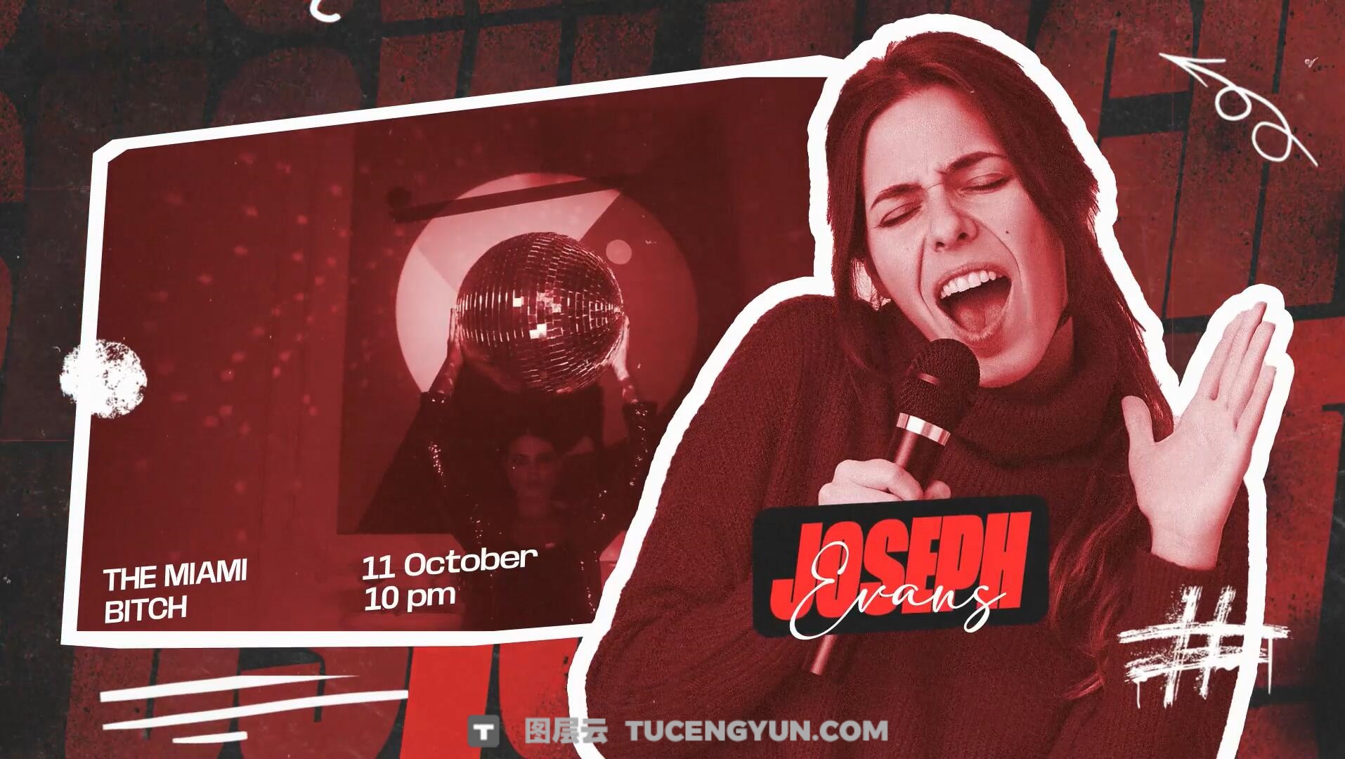 AE模板：潮酷氛围夜店酒吧DJ音乐派对画面冻结帧人物介绍开场片头（13901）