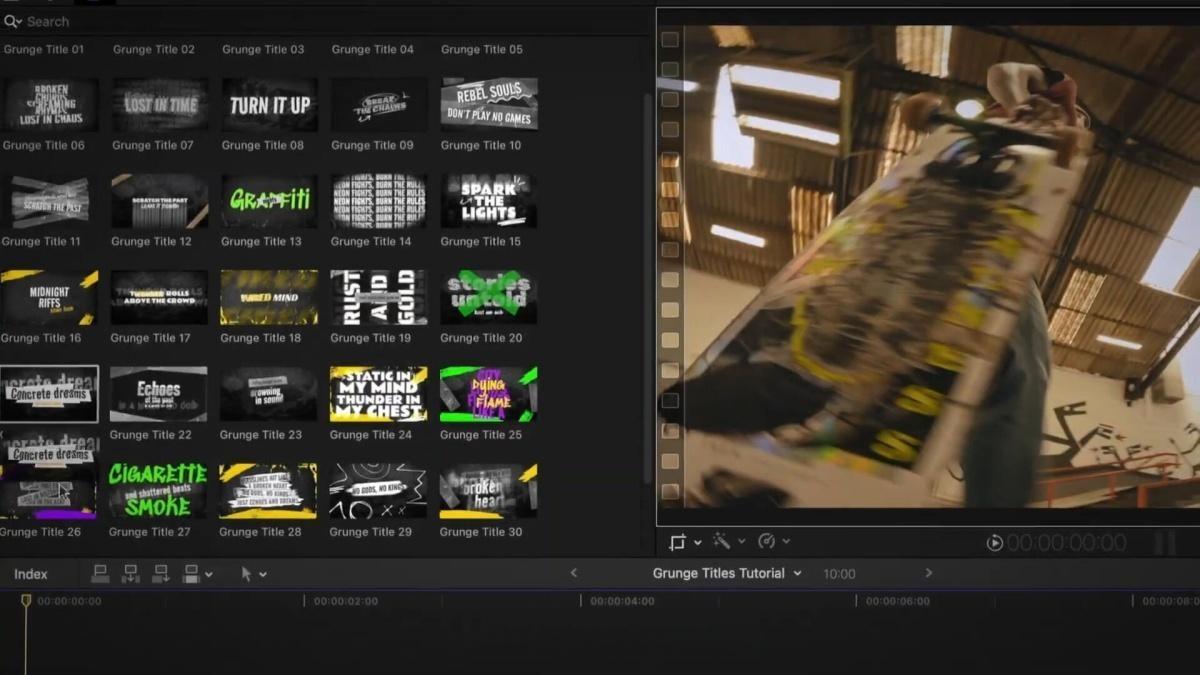 FCPX插件：大胆前卫粗糙复古仿旧垃圾摇滚风格粗体排版电影标题动画效果插件（12978）
