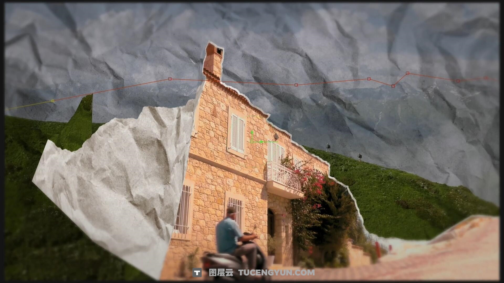 达芬奇预设：复古拼贴风格自定义路径撕纸转场过渡（13971）