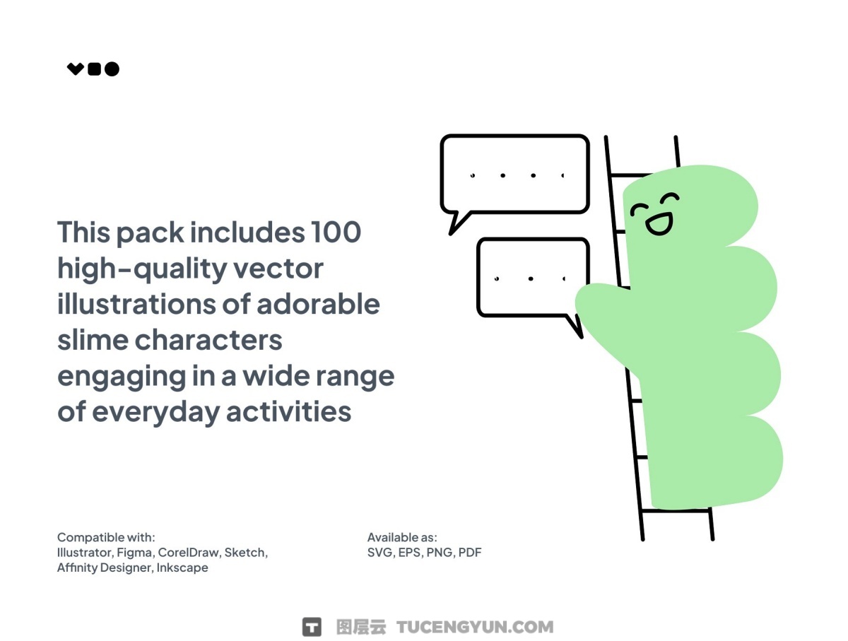 100幅趣味手绘可爱史莱姆角色AI矢量插画插图PNG图片设计套装 Cute Slime Activities Illustrations（13986）