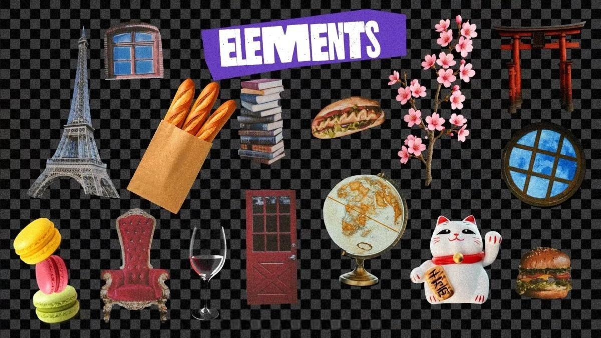 AE模板：复古超现实旅行拼贴剪纸做旧动画人物植物垂直竖屏动画介绍模板（13009）