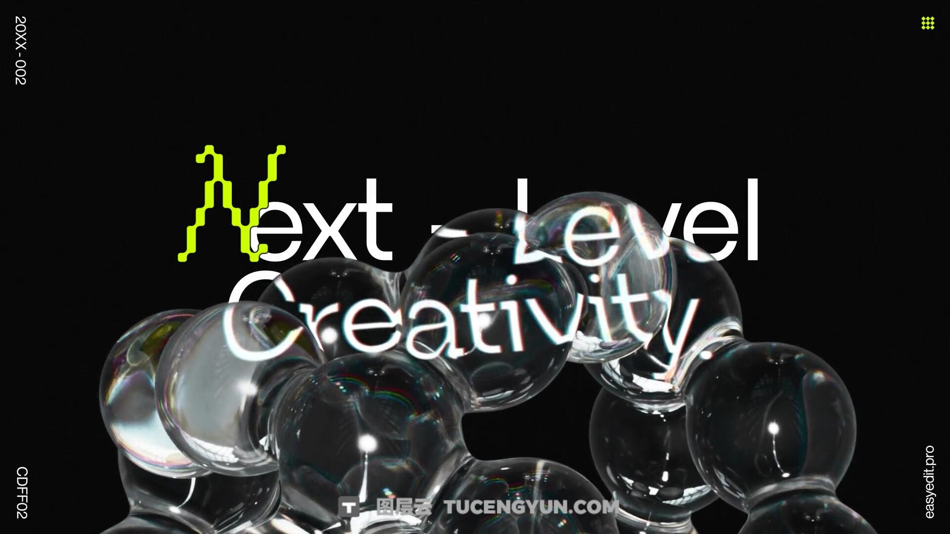 PR模板：现代3D酷玩透明玻璃艺术漫反射文字标题排版动画（13922）