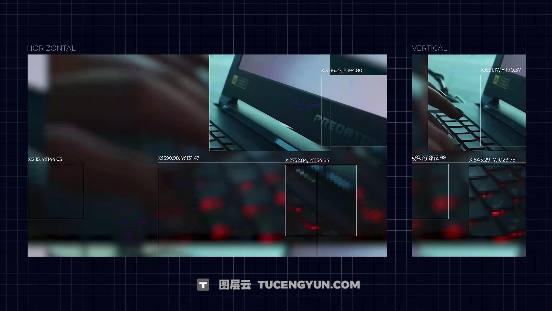 达芬奇模板：未来主义监控画面伪数据扫描无缝转场过渡（13943）