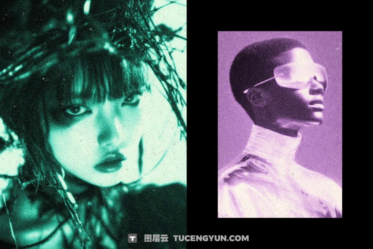 粗犷低保真单色墨水色调厚重颗粒感封面海报设计PSD特效样机（14003）