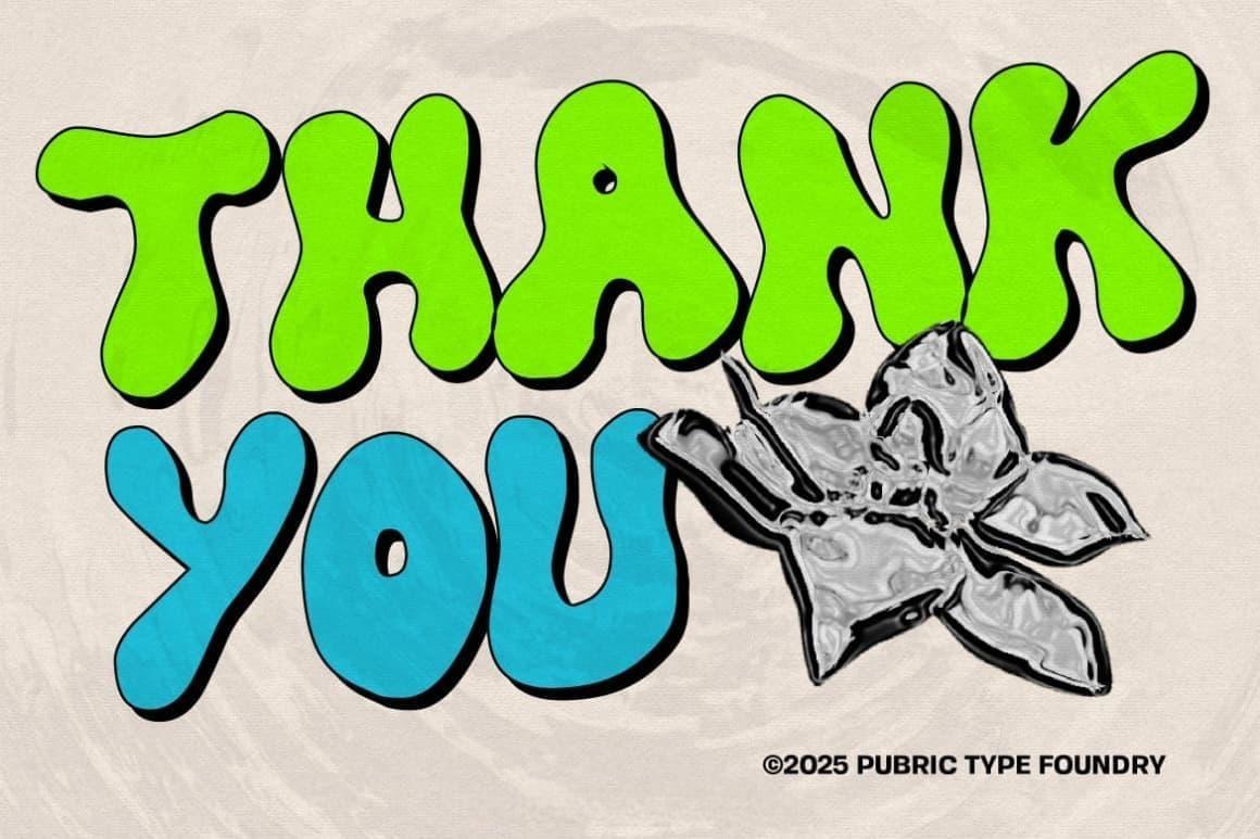 英文字体：复古迷幻Y2K趣味圆润气泡logo徽标标题排版封面海报设计字体 Wobblite（12938）