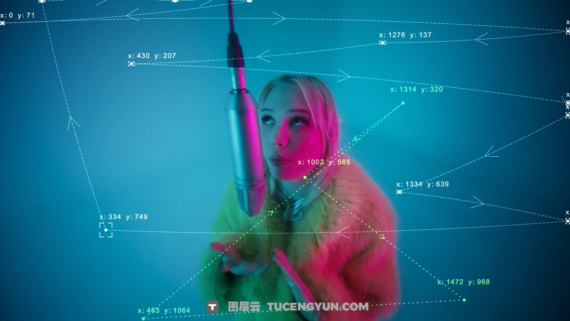 AE模板：抽象艺术画面交互动态数据参数跟踪器标记图形化视觉效果模板（13950）