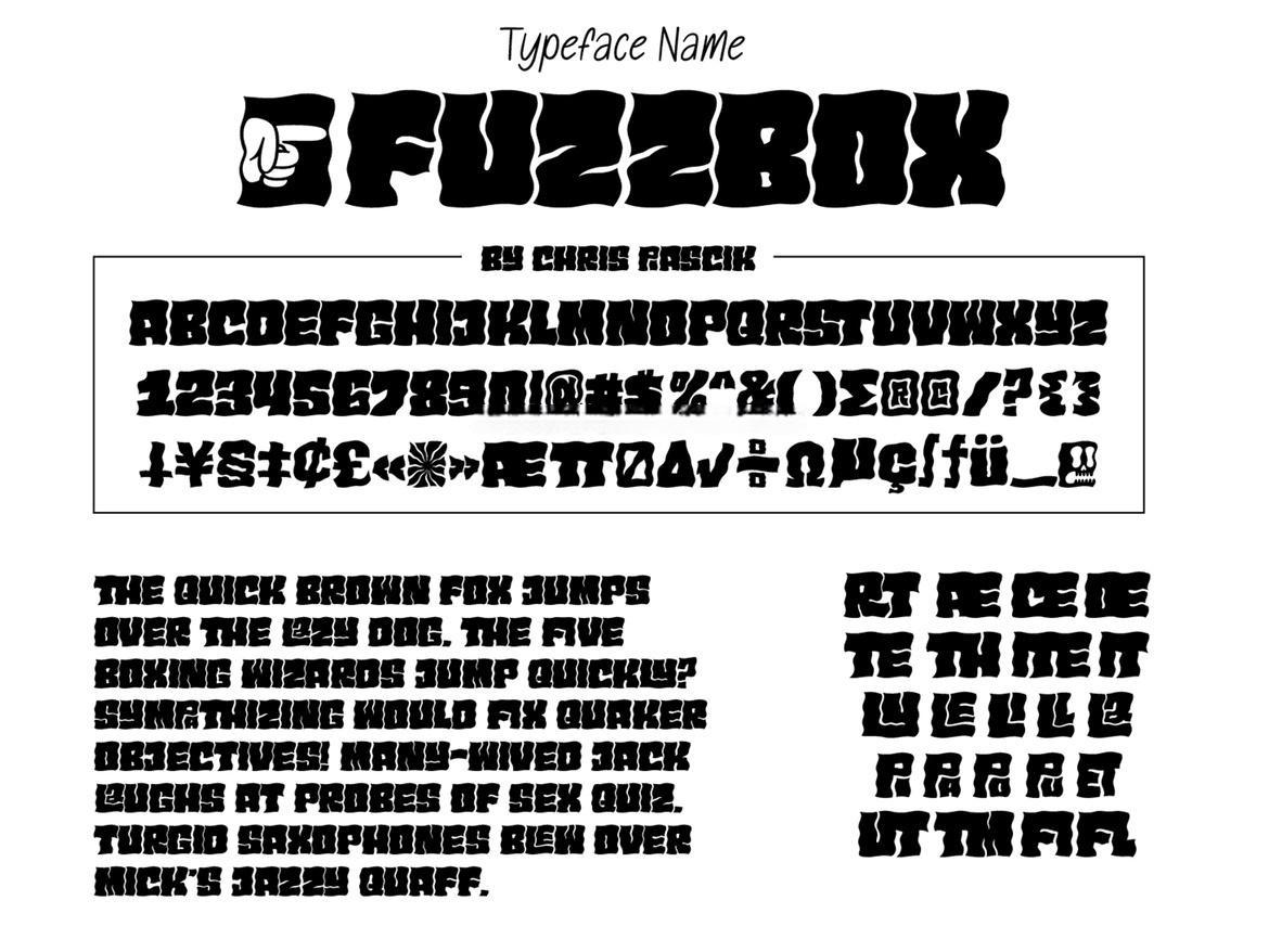 英文字体：复古迷幻手绘摇滚风格音乐专辑封面海报设计字体 Fuzzbox（12951）