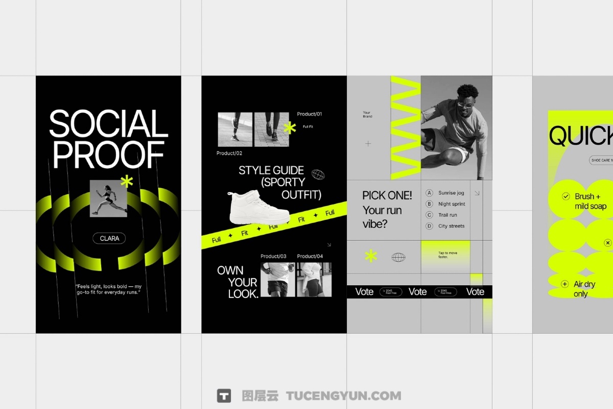 大胆野兽派几何极简主义运动时尚品牌Instagram模板包 Sportea – Sportwear Instagram Template Pack（14022）