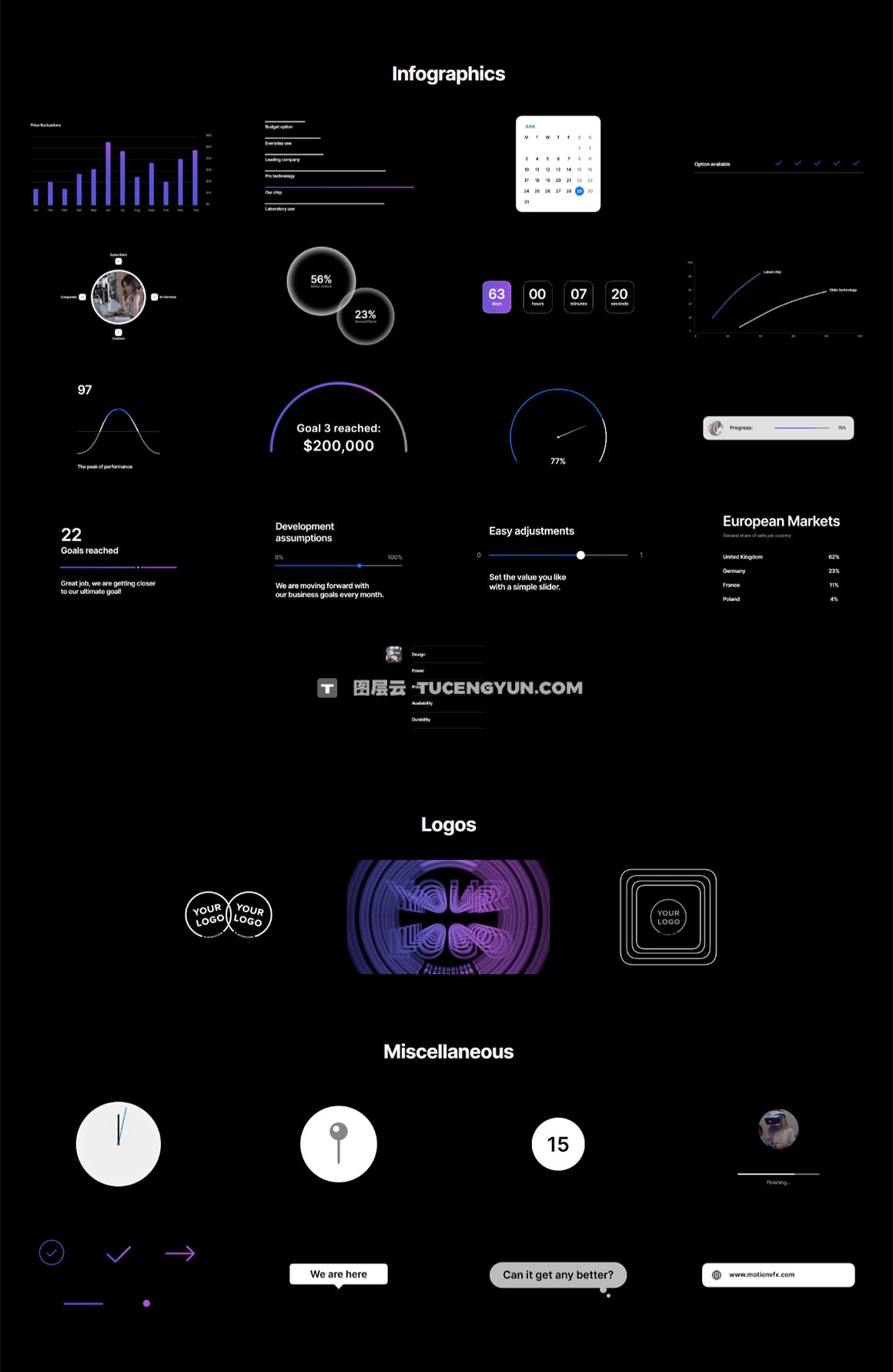 达芬奇预设：95组苹果极简设计风格信息数据图片展示文字标题排版动画预设 MotionVFX – mKeynote DVR（14020）