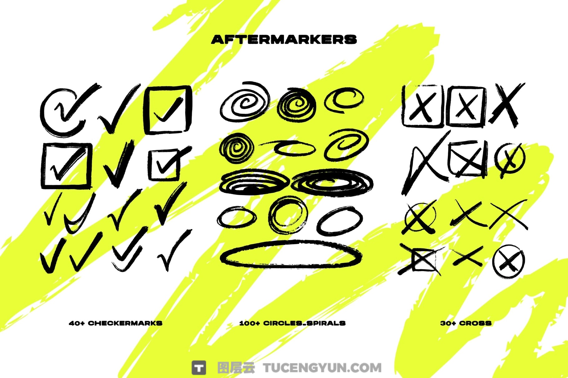 1000个大胆粗糙手绘标记涂鸦爱心箭头圆圈边框插画聊天气泡PNG/SVG设计素材 Markers Collection（14011）