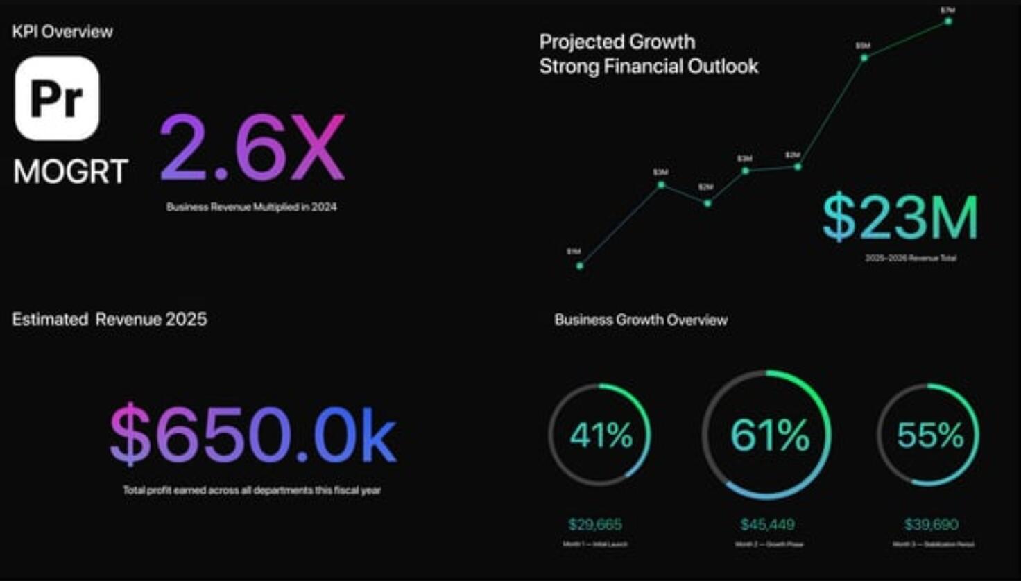 AE/PR模板：商业级业务统计数据可视化数字动画（13903）