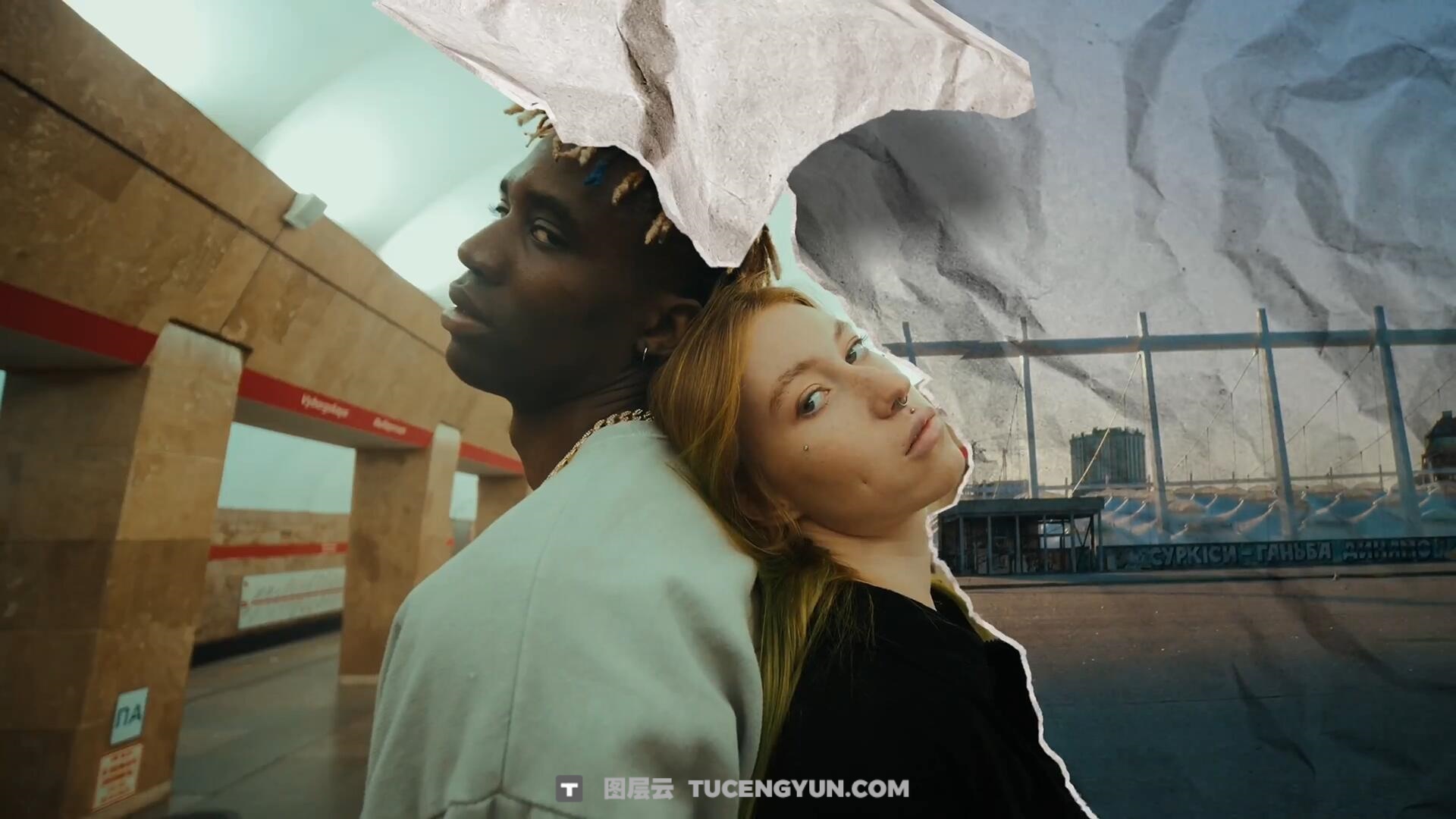 达芬奇预设：复古拼贴风格自定义路径撕纸转场过渡（13971）