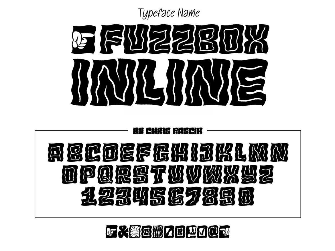 英文字体：复古迷幻手绘摇滚风格音乐专辑封面海报设计字体 Fuzzbox（12951）