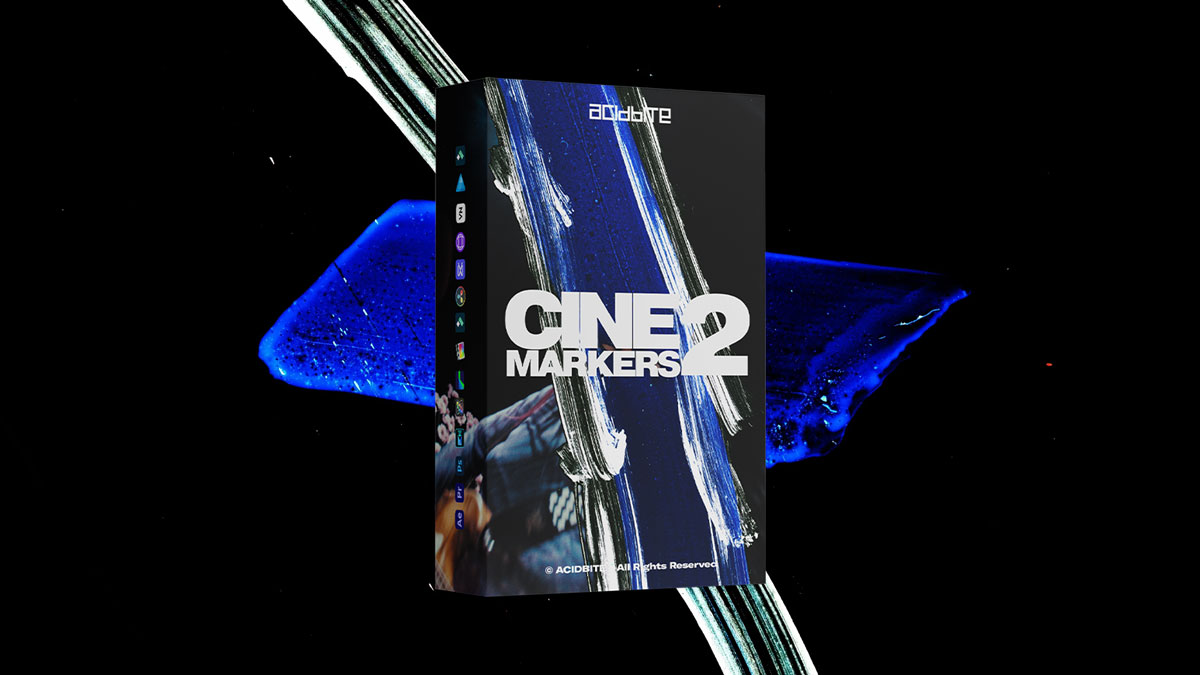 Acidbite 100多个全新复古美学胶片粗糙刮痕打孔笔触涂装转场过渡+音效+视频教程 Acidbite Cinemarkers 2（14006）