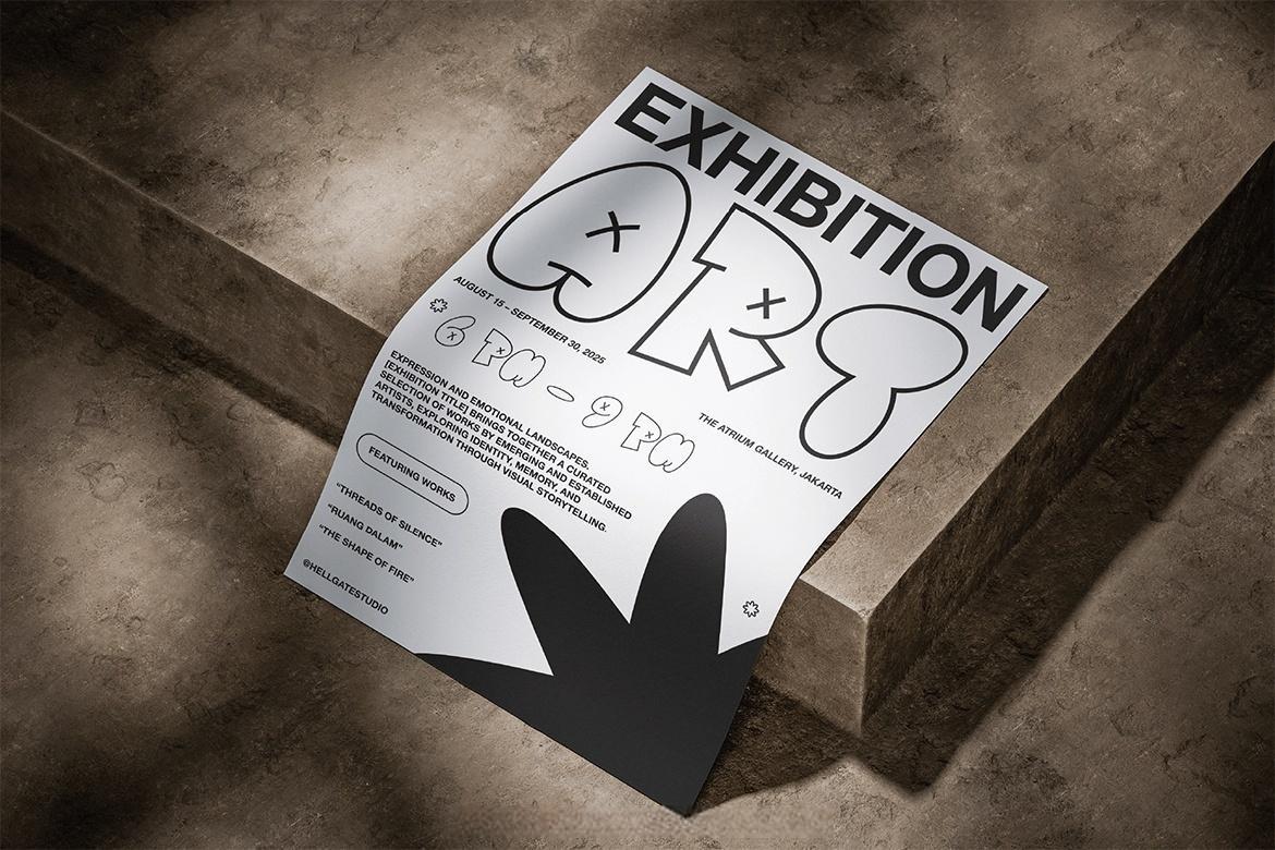 英文字体：复古趣味卡通Y2K风格气泡描边品牌包装封面海报设计字体 Bamble Font（12950）