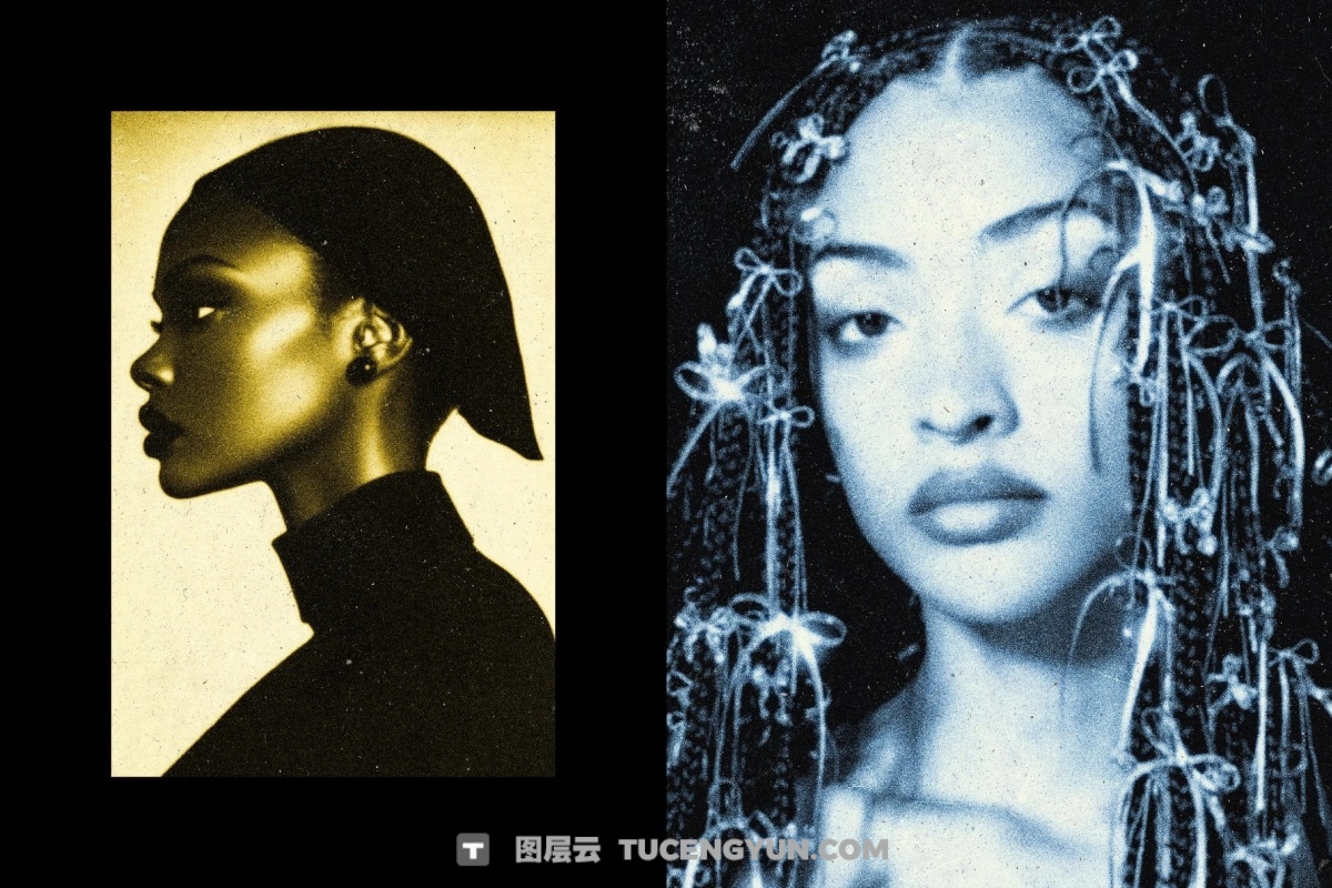 粗犷低保真单色墨水色调厚重颗粒感封面海报设计PSD特效样机（14003）