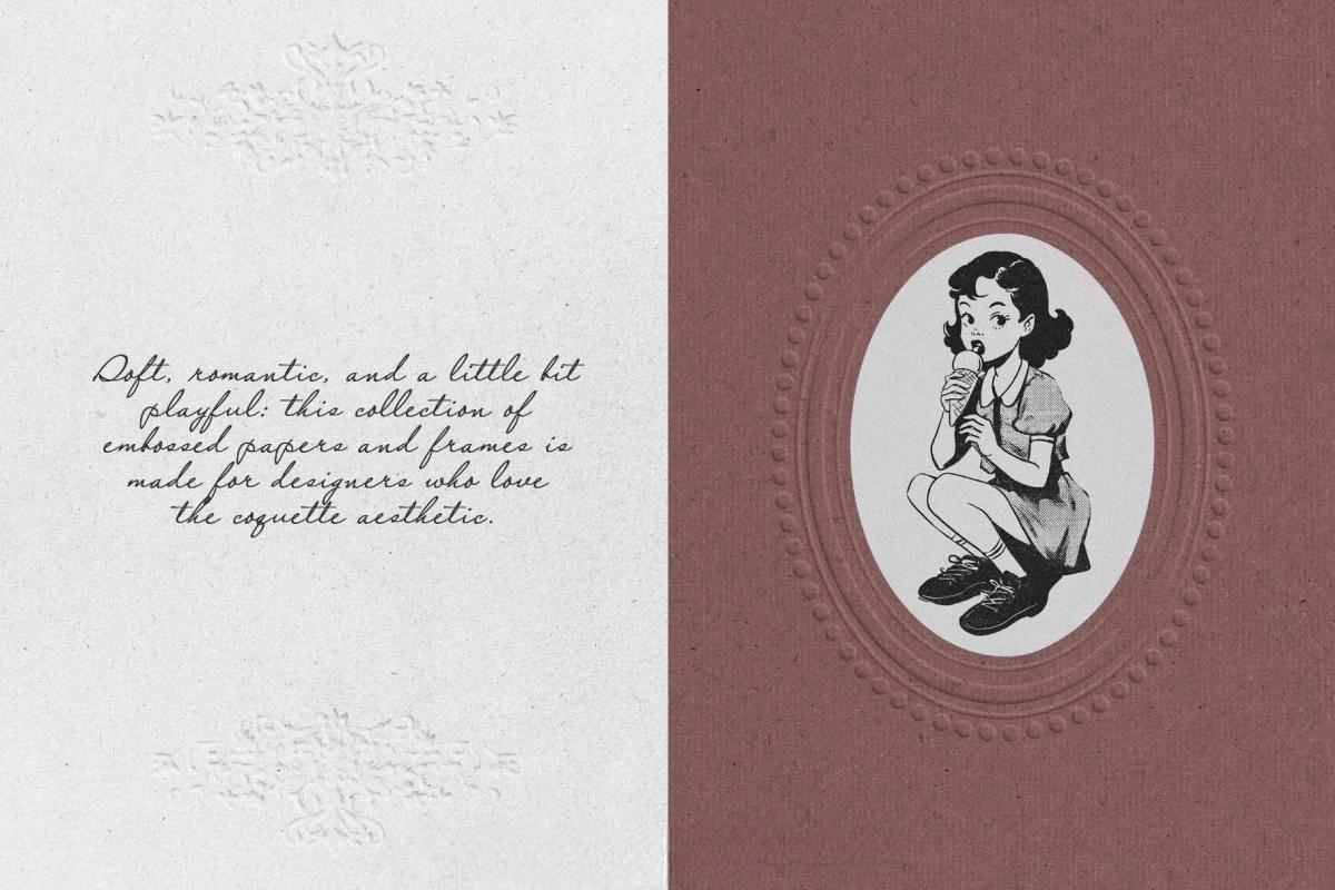 60款浪漫优雅新艺术多色卡片明信片压花浮雕纹理纸张底纹肌理PNG/JPG背景边框图片套装 Crafted Embossed Papers & Frames（14047）